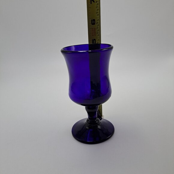 Hand Blown Cobalt Blue Glass Goblet - Picture 3 of 9